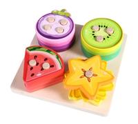 Activity Set Wooden Stacking And Sorting Peg Board With Sturdy Base And Rounded Shapes Promotes Fine Motor Skills And Calm Play Suitable for classrooms playrooms, Fruit Stacking Puzzle