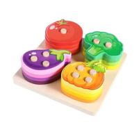 Activity Set Wooden Stacking And Sorting Peg Board With Sturdy Base And Rounded Shapes Promotes Fine Motor Skills And Calm Play Suitable for classrooms playrooms, Vegetable Stacking Puzzle
