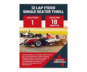 Activity Superstore 12 Lap F1000 Single Seater Thrill, 18-month Validity, Experience Days, Driving Gifts, Track Days, Birthday Gifts
