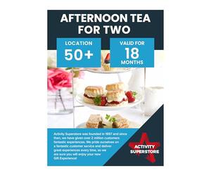 Activity Superstore Afternoon Tea Gift Experience Voucher For Two, Available at 50+ UK Locations, Experience Days, Food & Drink Gifts, Couples Gifts, Retirement Gifts