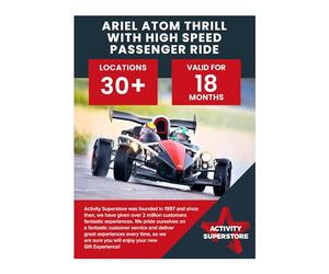 Activity Superstore Ariel Atom Thrill with High Speed Passenger Ride Gift Experience Voucher, Driving Experience Days, Gift For Dad, Birthday Gifts, Car Gifts, Track Days