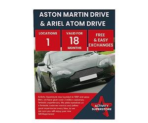 Activity Superstore Aston Martin Drive & Ariel Atom Ride Gift Experience Voucher, 18-month Validity, Driving Experience Days, Birthday Gifts, Car Gifts