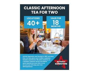 Activity Superstore Classic Afternoon Tea for Two,18-month Validity, Available at 40+ UK Locations, Afternoon Tea, Experience Days, Couples Gifts