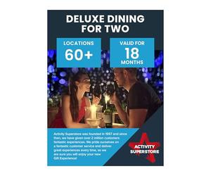 Activity Superstore Deluxe Dining for Two, Available at 60 UK Locations, 18-month Validity, Dining Experience, Experience Days, Couples Gifts, Romantic Gifts