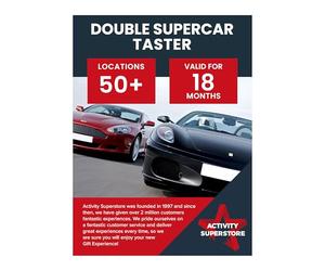 Activity Superstore Double Supercar Taster Gift Experience Voucher, Available at 50+ UK Locations, Experience Days, Driving Experience, Track Days, Birthday Gifts