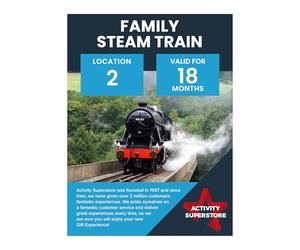Activity Superstore Family Steam Train Gift Experience Voucher - Available at 2 UK Locations, 18-month Validity, Experience Days, Train Gifts, Retirement Gifts