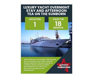 Activity Superstore Luxury Yacht Overnight Stay and Afternoon Tea on the Sunborn, 18-month Validity, Experience Days, Overnight Stay Experience, Afternoon Tea Experience, Yacht Experience