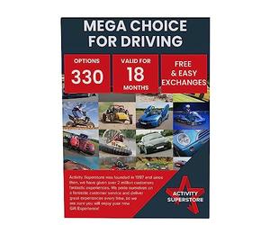 Activity Superstore Mega Choice for Driving Gift Experience Voucher, Choice of 330 Options, Experience Days, Driving Gifts, Track Days, Birthday Gifts