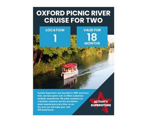 Activity Superstore Oxford Picnic River Cruise for Two Gift Experience, Experience Days, Cruise Gifts, Couples Gifts, Retirement Gifts