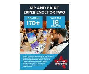 Activity Superstore Sip and Paint Experience for Two, Available at 170+ UK Locations, 18-month Validity, Experience Days, Painting Gifts, Couples Gifts, Prosecco Gifts