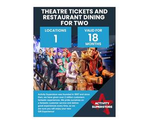 Activity Superstore Theatre Tickets and Restaurant Dining for Two, World-Class West End show, Experience Days, London Getaway, Retirement Gifts
