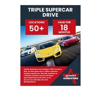 Activity Superstore Triple Supercar Drive Gift Voucher - Ferrari, Lamborghini, Aston Martin & More - Available at 50+ UK Locations - 18 Month Validity - Unforgettable Gift Experience & Driving Gifts