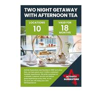 Activity Superstore Two-Night Getaway with Afternoon Tea Gift Experience Voucher, Available at 10 UK Locations, 18-month Validity, Experience Days, Hotel Stay, Couples Gifts