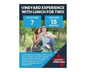 Activity Superstore Vineyard with Lunch for Two Gift Experience Voucher