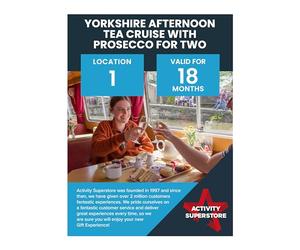 Activity Superstore Yorkshire Afternoon Tea Cruise with Prosecco for Two, 18-month Validity, Experience Days, Cruise Gifts, Couples Gifts, Retirement Gifts, Prosecco Gifts