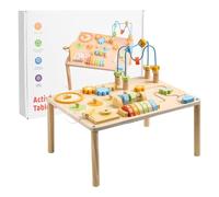 Activity Table, Learning Tables, 15.55x11.61x12.99 Inch Educational Wooden Toys & Multifunctional Academic Toy, Shape Sorter Bead for Boys, Girls, Kids Preschool, Daycare, Enhanced Skills Development