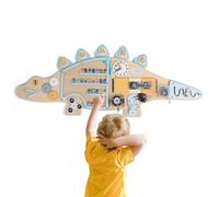 Activity Wall | Dinosaur Shape Wooden Sensory Panel for Early Education - Wall Mounted Activity Centre | For Children Girls Home Living Room Bedroom Classroom Playroom