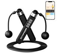 ActivPower ActivSkip Black Bluetooth App Enabled Skipping Jump With Cordless Ball for Men Women Kids Gym Workout with LED Display Jump Counter Timer Built in Home Fitness
