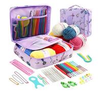 ActivPro 59 Pcs Crochet Kits for Beginners Ergonomic Metal Crochet Hook Set Knitting Starter Wool Needles Storage Bag Adults Accessories
