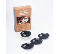 ACTIVPRO Reusable Coffee Capsule Set, Compatible with Bosch Tassimo Machines, 4 Silicone Lids with Filters 60/180/200/220ml, Refillable, Durable Coffee Pod, Complete Kit (Stainless Steel)