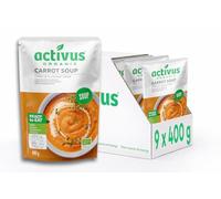 Activus Organic Carrot Soup 400g x 9 Pack - Vegan, Ready to Eat, Multipack, High Fibre, Plant Based, Gluten Free, No Added Preservatives, Pantry Staple for Lunches & Quick Meals at Home Or On The Go