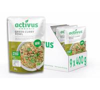 Activus Organic Green Curry Bowl with Mung Beans & Black Rice 283g x 9 Pack, Ready Meal Pouches, Heat & Serve - Vegan, Dairy Free, Gluten Free, Bulk Buy, Plant Based, Quick Lunch Or Dinner