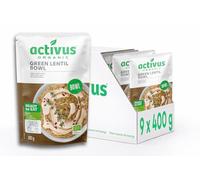 Activus Organic Green Lentil & Dhal Bowl 283g x 9 Pack, Ready Meal Pouches, Heat & Serve - Healthy, Lentils, Bulk Buy, No Prep, Hearty Dhal Microwave in Minutes for Office Lunches & Easy Dinners