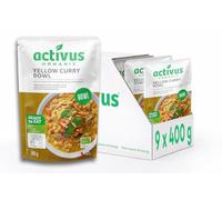 Activus Organic Yellow Curry Bowl with Mushrooms & Chickpeas 283g x 9 Pack, Ready Meal Pouches, Heat & Serve - Vegan, Dairy Free, Healthy, Plant Based, Bulk Buy, Quick Lunch Or Dinner, Mild Spice