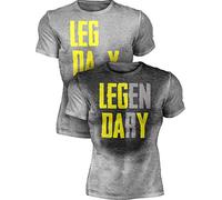 Actizio Sweat Activated Workout Gym Motivational Men's Fitness Shirt, Leg Day - Legendary (Grey, XXL)