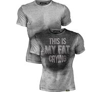 Actizio Sweat Activated Workout Gym Motivational Men's Fitness Shirt, This is My Fat Crying (Grey, XL)