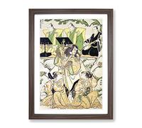 Actors In A Shosa By Torii Kiyonaga Asian Japanese Framed Wall Art Print, Ready to Hang Picture for Living Room Bedroom Home Office Décor, Walnut A3 (34 x 46 cm)