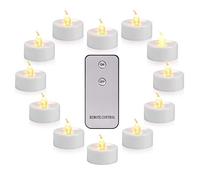 Actpe LED Tea Light, Flameless Flickering Tealight with Remote Control, Long Lasting Battery Operated LED Tealight Candles for Seasonal & Festival Celebration Pack of 12