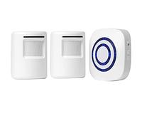 Actpe Wireless Home Security Driveway Alarm,Motion Sensor Alarm Outdoor Chime Kit with 1 Plug-in Receiver and 2 PIR Motion Detector Alert for Business Office Shop, LED Indicators, White, 855842