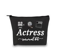 Actress Gift Actress Survival Kit Theatre Acting Gift Zipper Pouch Funny Makeup Bag for Drama Student (Survival Kit Actress Black EU)