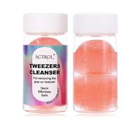 ACTROL Eyelash Extensions Tweezer Cleanser 1 Bottle - Lash Tweezer Cleaning Tool with Pink Sponge Ball