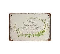 Acts 2：46 Bible Verse Farmhouse Decor Antique Bible Verse Rustic Sign Personalized Metal Tin Sign Print Decoration for Festival Gifts for Friend Family Retro Home Decor Wall Art 12×8 inch
