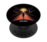 Acts 20:24 Christian Runner Faith Race Finish Line Cross PopSockets Adhesive PopGrip