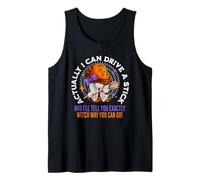 Actually I Can Drive A Stick Funny Sarcastic Halloween Gnome Tank Top