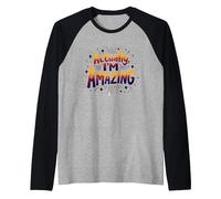 Actually, I'm Amazing - Inspirational Self-Love Quote Raglan Baseball Tee, Men, Black/Athletic Heather, XXL