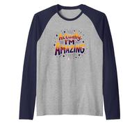 Actually, I'm Amazing - Inspirational Self-Love Quote Raglan Baseball Tee, Men, Navy/Athletic Heather, L