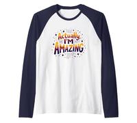Actually, I'm Amazing - Inspirational Self-Love Quote Raglan Baseball Tee, Men, Navy/White, XXL