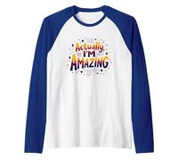 Actually, I'm Amazing - Inspirational Self-Love Quote Raglan Baseball Tee, Men, Royal Blue/White, L