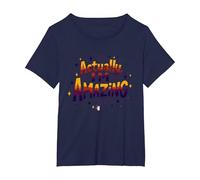 Actually, I'm Amazing - Inspirational Self-Love Quote T-Shirt, Women's Plus, Navy, 1X