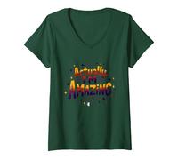 Actually, I'm Amazing - Inspirational Self-Love Quote V-Neck T-Shirt, Women, Forest Green, S