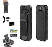 Actualous Body Camera, HD 1080P Rechargeable Mini Body Camera with Night Vison&Rotating Lens, Clip on Cameras for Shirt, for Sport/Travel (Direct recording,128G)