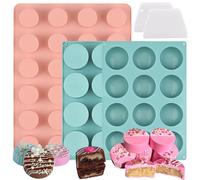 Actvty Cake Puck Mold Set, Chocolate Covered Cake Silicone Molds, 24-Cavity Round Cake Pop Molds with 2 Spatulas for DIY Cake Cores, Cakepucks, Chocolate Desserts