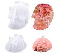 Actvty Skull and Brain Silicone Molds for Resin Casting, Halloween DIY Crafts, Candle, Soap, Chocolate, Jelly - Party Decor