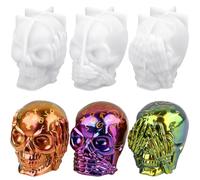 Actvty Skull Resin Molds, 3 Pieces Hear-no, Speak-no, See-no Evil Skull Silicone Molds for Resin Casting, 3D Skull Epoxy Molds for DIY Resin Crafts, Halloween Home Decor, translucent