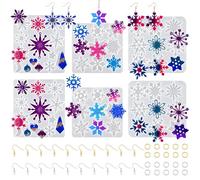 Actvty Snowflake Resin Earring Molds, 6 Pcs Snowflake Silicone Mold for Resin Casting, Earring Silicone Molds Kit with Holes DIY Earrings, Necklace, Pendant, Keychains, Winter Decoration