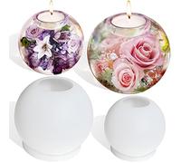 Actvty Tealight Candle Holder Resin Molds, 2 Pcs Sphere Tea Light Holder Molds, Crystals Ball/Orbs Epoxy Resin Molds for DIY Dining Coffee Table Centerpiece, Wedding Decorations